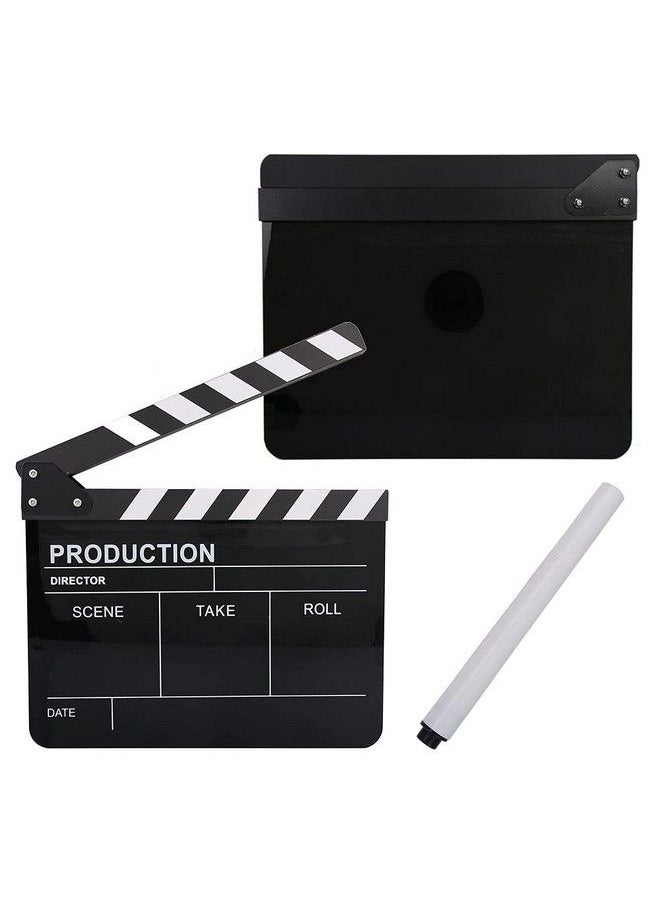 Acouto Director Clip Board Acrylic Director Scene Clapperboard Tv Movie Action Board Film Cut Prop With Pen Directors Clapperboard 11.8 X 9.8 X 0.7Inch (Black)  - Image 5