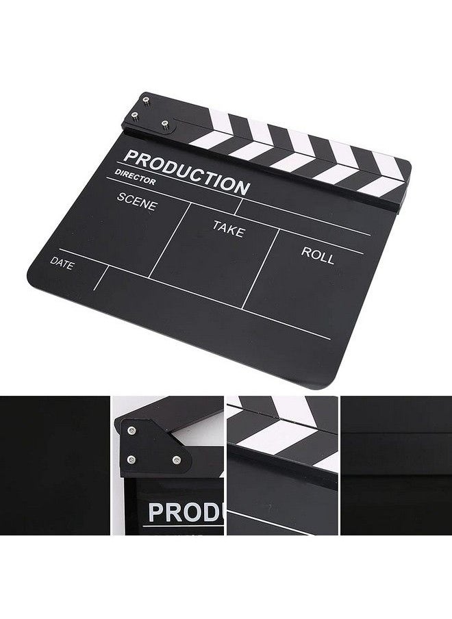 Acouto - Director Clip Board Acrylic Director Scene Clapperboard Tv Movie Action Board Film Cut Prop With Pen Directors Clapperboard 11.8 X 9.8 X 0.7Inch (Black) - Image 1
