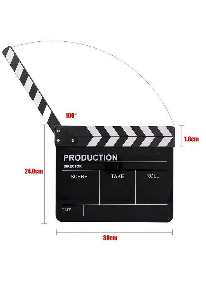 Acouto Director Clip Board Acrylic Director Scene Clapperboard Tv Movie Action Board Film Cut Prop With Pen Directors Clapperboard 11.8 X 9.8 X 0.7Inch (Black)  - Image 3