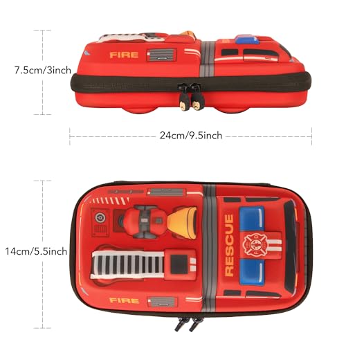 rockpapa Large-Capacity Fire Truck Pencil Case, Pencil Box, Storage Box for School Students Boys Teens Kids Toddlers Red - Image 2