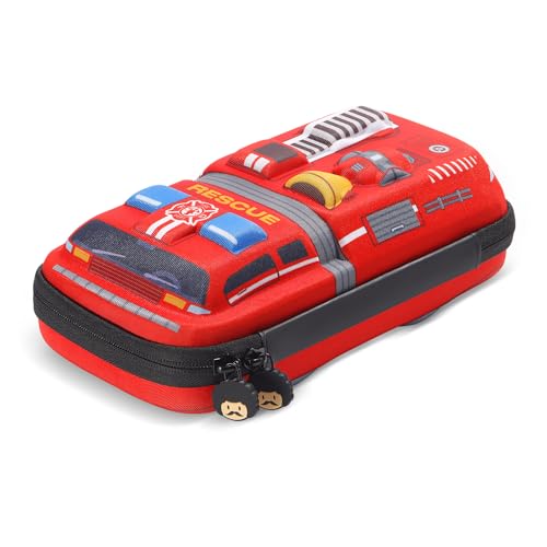 rockpapa Large-Capacity Fire Truck Pencil Case, Pencil Box, Storage Box for School Students Boys Teens Kids Toddlers Red - Image 1