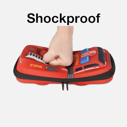 rockpapa Large-Capacity Fire Truck Pencil Case, Pencil Box, Storage Box for School Students Boys Teens Kids Toddlers Red - Image 3