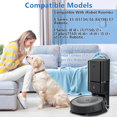 Bluearks 26 قطعة غيار لجهاز iRobot Roomba i7 i7+ i3 i3+ i4 i4+ i5 i5+ i6 i6+ i8 i8+ E5 E6 E7 ملحقات مكنسة الروبوت، 2 أسطوانة مطاطية 8 فلاتر 8 فرش جانبية 8 أكياس مكنسة (لا تناسب Combo J7+)  - Image 2