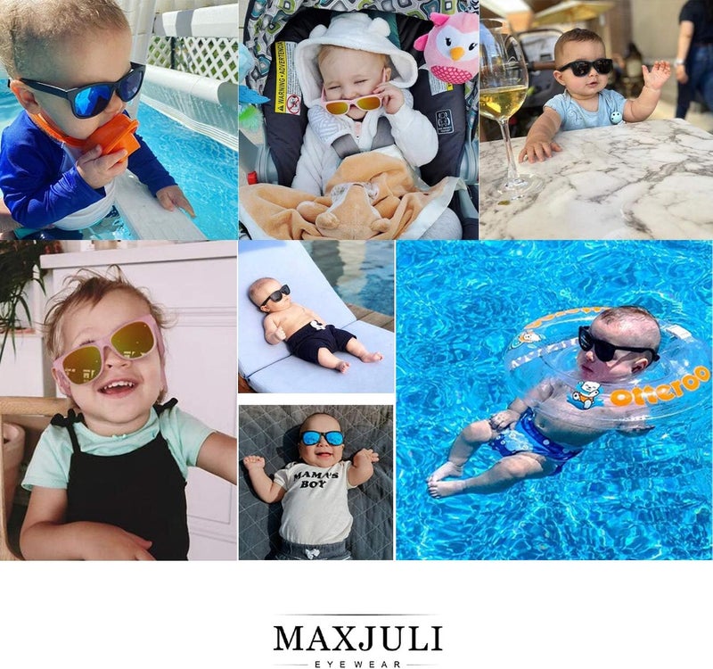 MAXJULI نظارات شمسية للأطفال الرضع آمنة وناعمة مع حزام قابل للتعديل 0-24 شهر خالية من BPA 7002 - Image 3