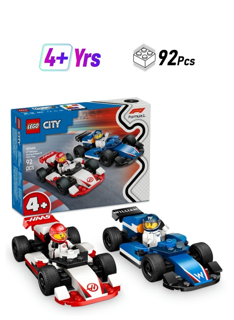 LEGO LEGO City F1 Williams Racing & Haas F1 Race Cars 60464 Building Set (92 Pieces)  - Image 1