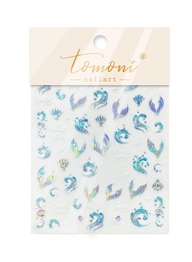 DOUBORQ MS818-5D Jelly Nail Art Sticker, Modern and Simple, Wave-Shaped Fishtail Nail Sticker, 1 Sheet, Perfect for DIY Nail Art - Image 1