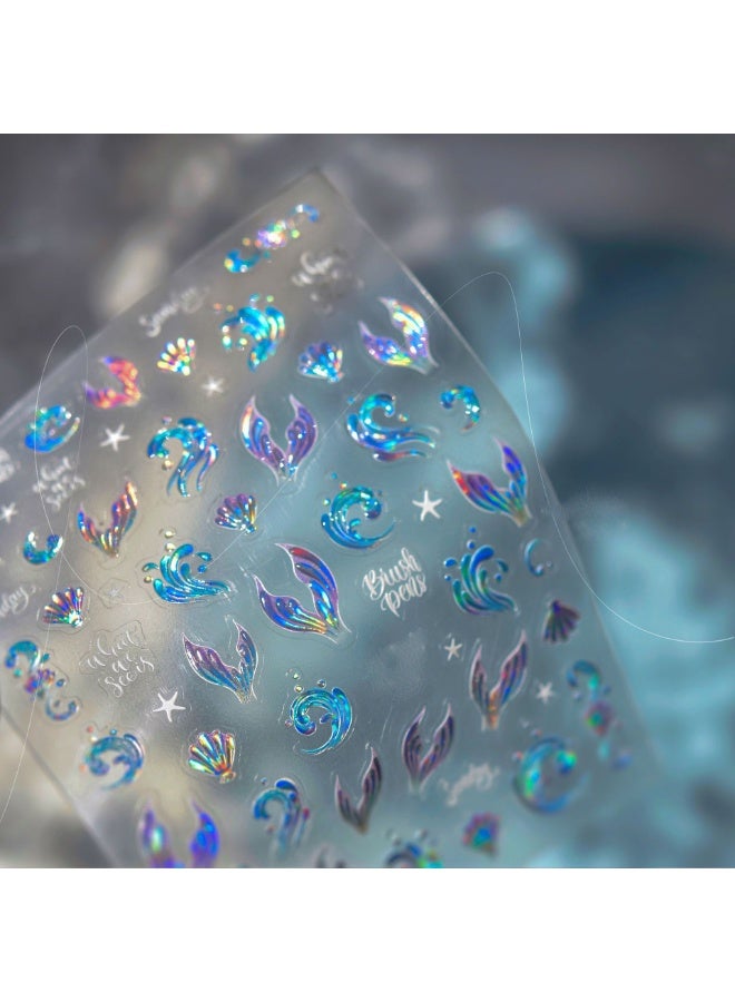 DOUBORQ MS818-5D Jelly Nail Art Sticker, Modern and Simple, Wave-Shaped Fishtail Nail Sticker, 1 Sheet, Perfect for DIY Nail Art - Image 3