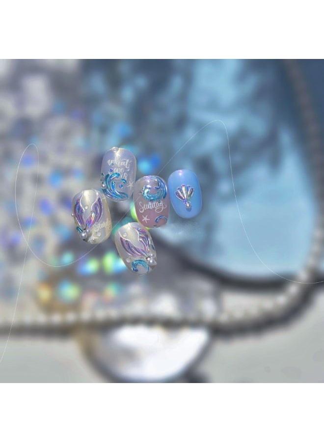 DOUBORQ MS818-5D Jelly Nail Art Sticker, Modern and Simple, Wave-Shaped Fishtail Nail Sticker, 1 Sheet, Perfect for DIY Nail Art - Image 4