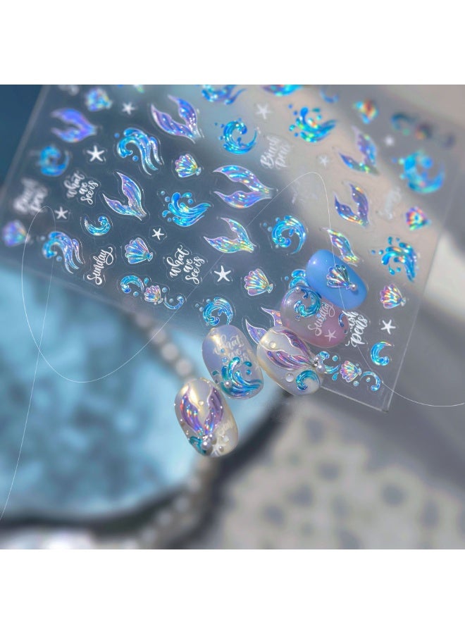 DOUBORQ MS818-5D Jelly Nail Art Sticker, Modern and Simple, Wave-Shaped Fishtail Nail Sticker, 1 Sheet, Perfect for DIY Nail Art - Image 5