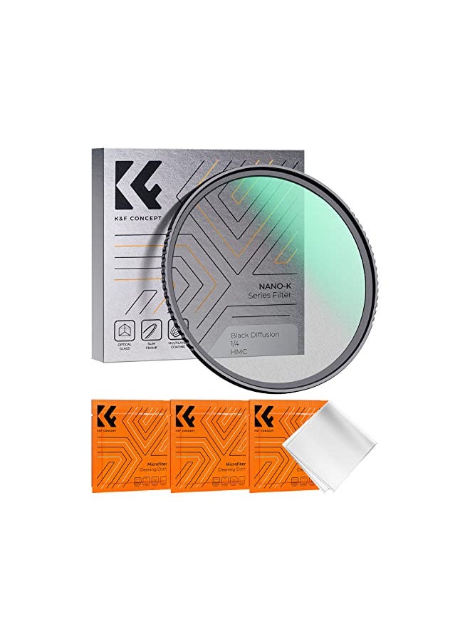 K&F Concept - K&F Concept 49mm Black Diffusion 1/4 Filter Mist Cinematic Effect Filter with 18 Multi-Layer Coatings for Video/Vlog/Portrait Photography (K-Series) - Image 1