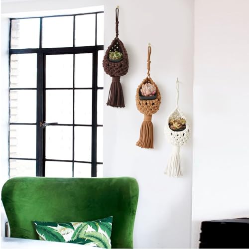 Jakalin Macrame Basket Decor Set of 3 Boho Basket Decor for Home Macrame Wall Hanging Storage Baskets for Living Room, Bedroom, Entryway Handmade Boho Art, Rustic Home Decor ﻿ - Image 3