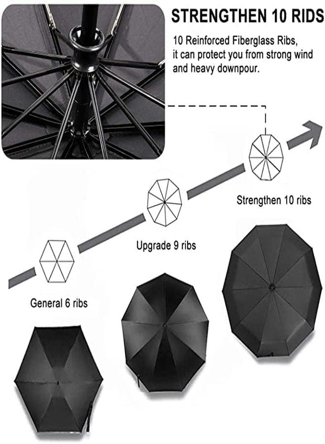 ShipFayda Auto Open Close Umbrella with new Handle, Umbrella for Rain Travel - Automatic Large Size Foldable Umbrella with Travel Cover for Man and women - 3 fold Windproof umbrella (Pack of 1) - Image 4