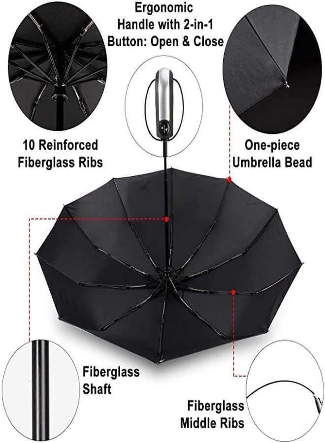 ShipFayda Auto Open Close Umbrella with new Handle, Umbrella for Rain Travel - Automatic Large Size Foldable Umbrella with Travel Cover for Man and women - 3 fold Windproof umbrella (Pack of 1) - Image 5