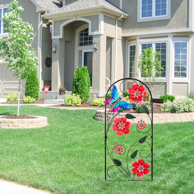 YEAHOME 33 Inch Decorative Garden Stakes, Outdoor Garden Decor Metal Flower Butterflies Spring Gardening Decor Art Yard Signs, Outdoor Decorations for Patio Outside Yard Lawn - Image 5