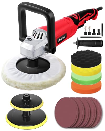 AVID POWER Car Buffer Polisher 1200W 7 Inch6 Inch Rotary Buffer Waxer 6 Variable Speed 16003500 RPM Detachable Handle Side Handle for Car Detailing Boat Sanding Polishing and Waxing - Image 1