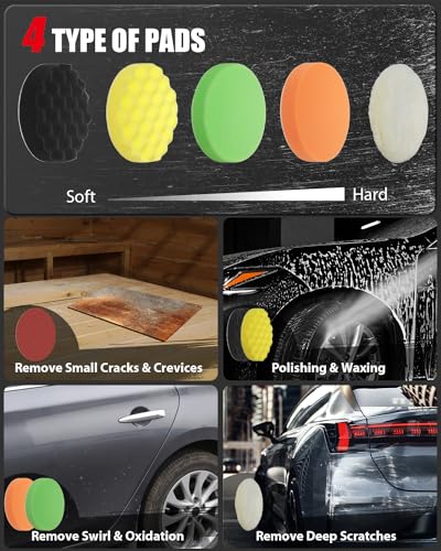 AVID POWER Car Buffer Polisher 1200W 7 Inch6 Inch Rotary Buffer Waxer 6 Variable Speed 16003500 RPM Detachable Handle Side Handle for Car Detailing Boat Sanding Polishing and Waxing - Image 5