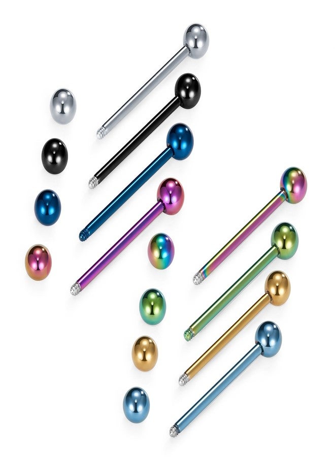 VCMART 12mm-18mm 14G Tongue Rings Straight Barbells Surgical Steel Body Piercing Jewelry, Stainless Steel - Image 2