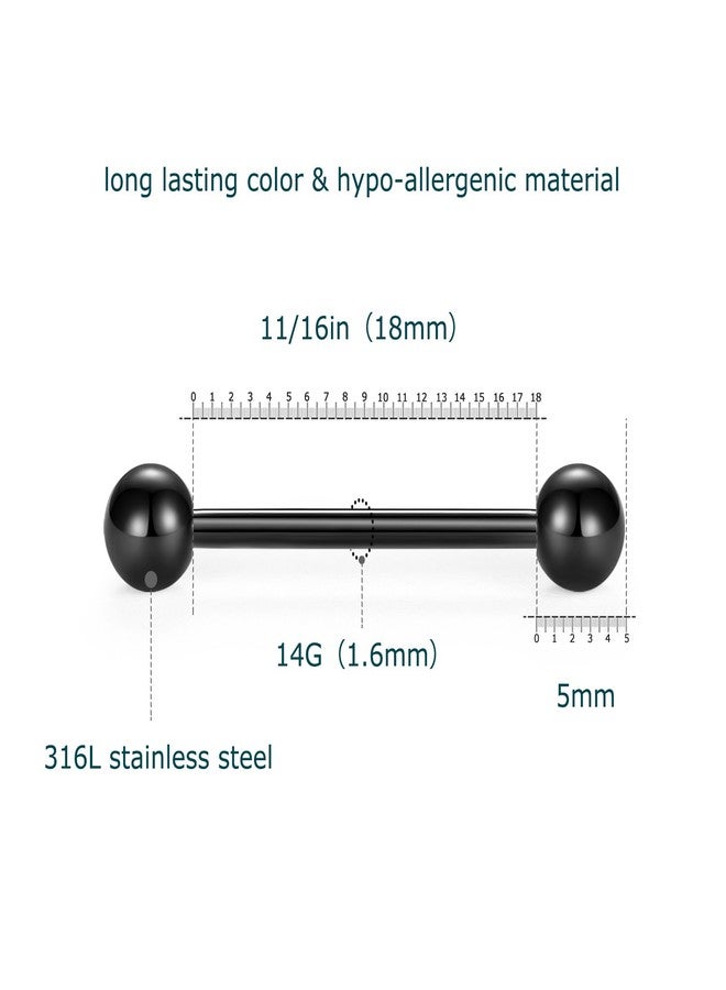 VCMART 12mm-18mm 14G Tongue Rings Straight Barbells Surgical Steel Body Piercing Jewelry, Stainless Steel - Image 3