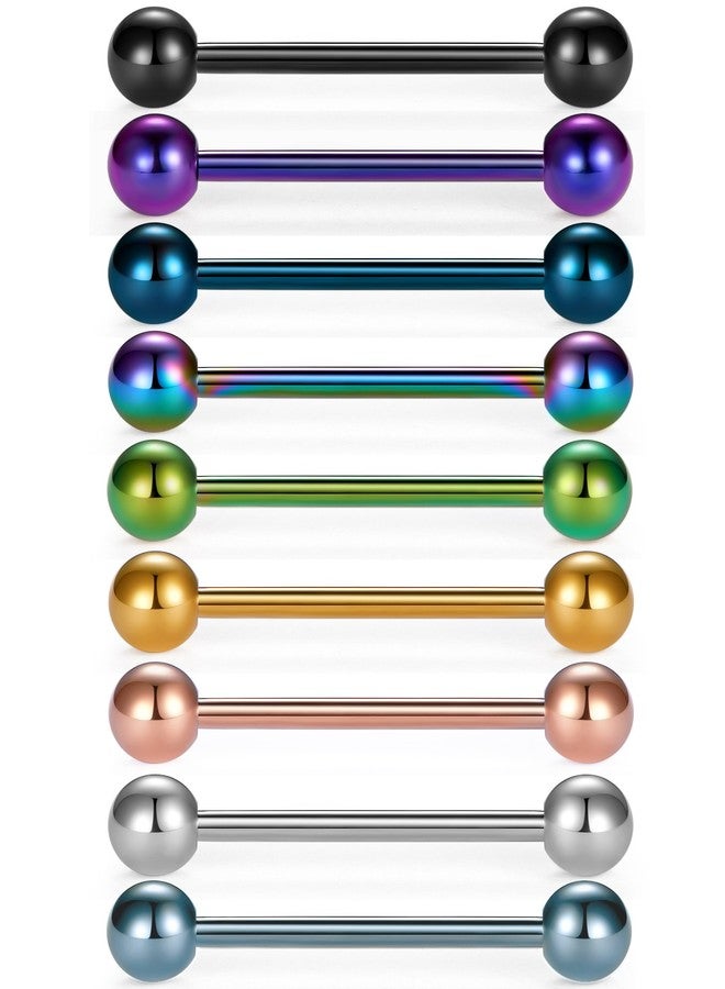 VCMART 12mm-18mm 14G Tongue Rings Straight Barbells Surgical Steel Body Piercing Jewelry, Stainless Steel - Image 1