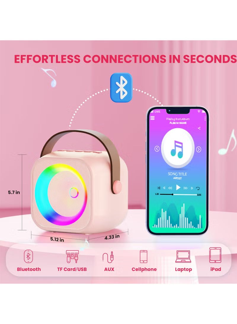 Karaoke Machine, Portable Bluetooth Karaoke Speaker with Wireless Microphones and Party Lights for Kids and Adults, Birthday Gifts for Girls Boys Family Home Party - Image 3