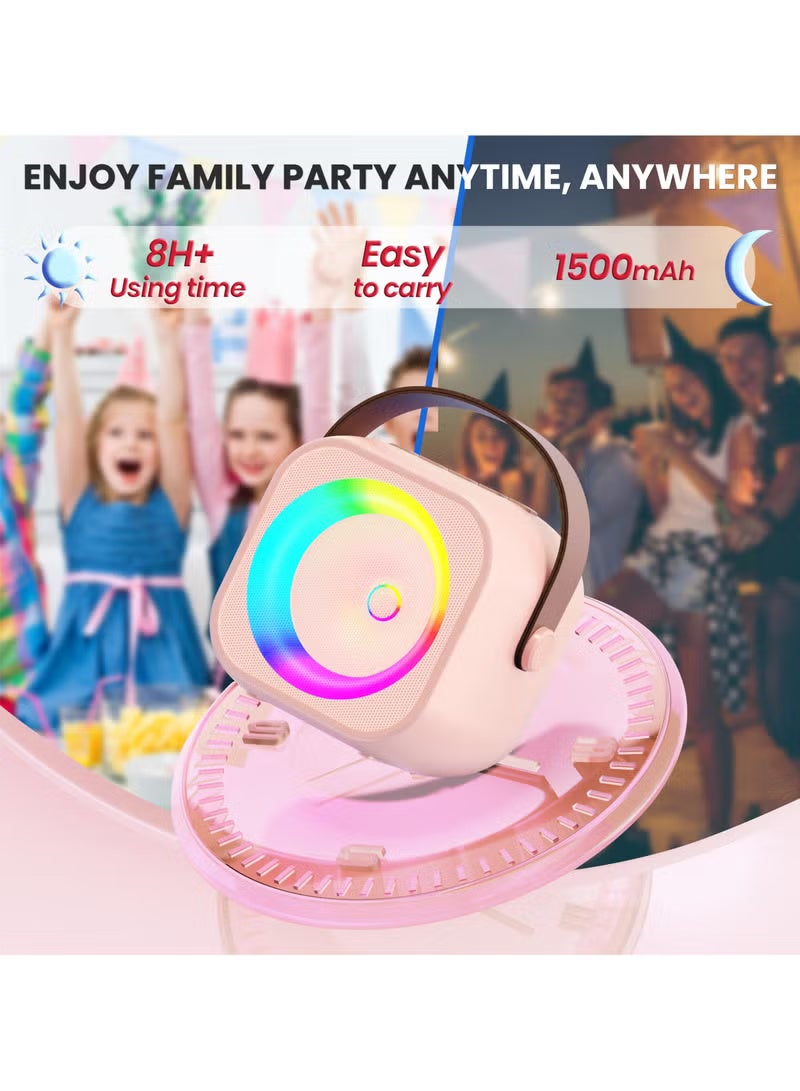 Karaoke Machine, Portable Bluetooth Karaoke Speaker with Wireless Microphones and Party Lights for Kids and Adults, Birthday Gifts for Girls Boys Family Home Party - Image 4