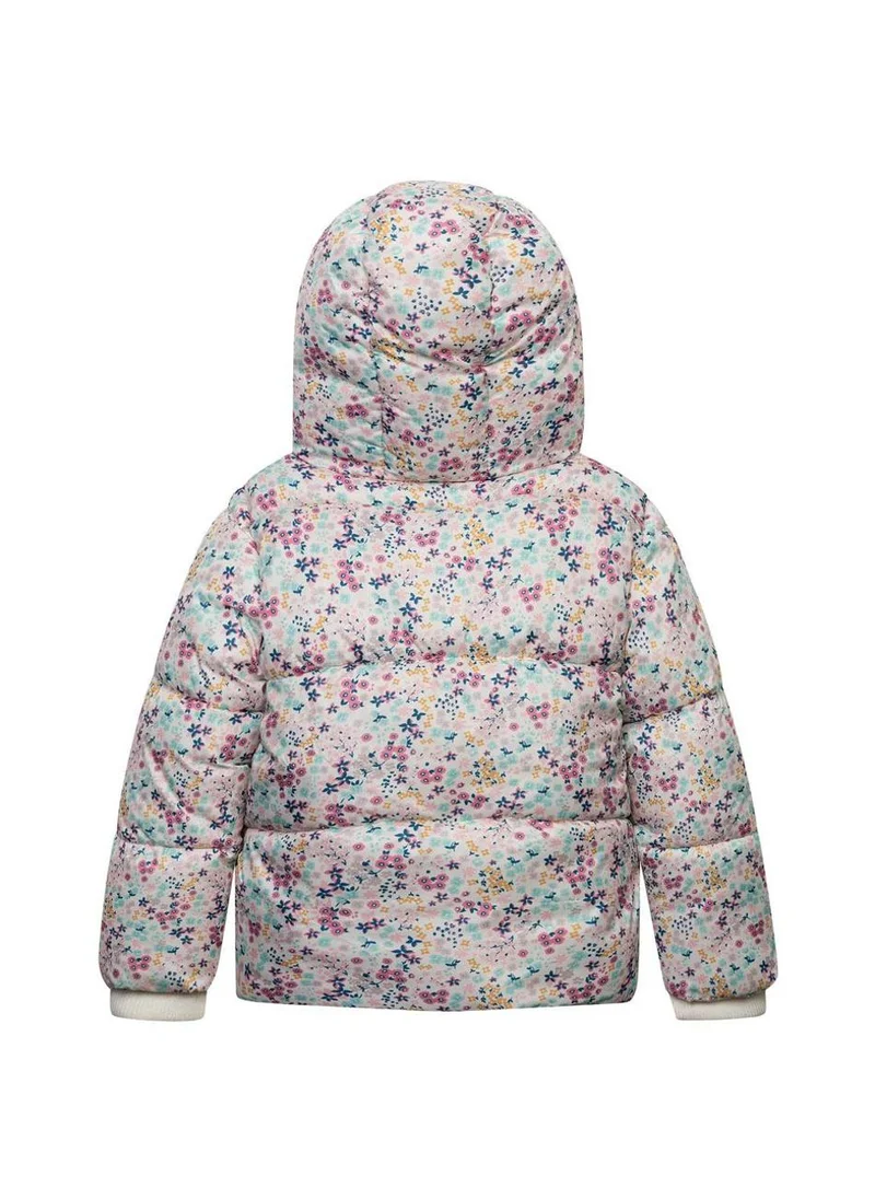 MINOTI Kids Girls Puffer Jacket with Hood and Ditsy Print