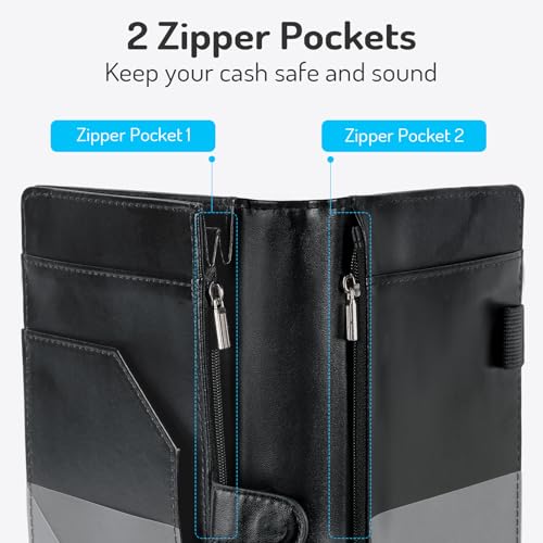 Forvencer Server Book High Volume, Expandable Waitress Book with 2 Zipper & Magnetic Pocket,5"×9", Server Books for Waitresses, Waitress Accessories, Fits Guest Checkbook, Waitress Apron (Black) - Image 4
