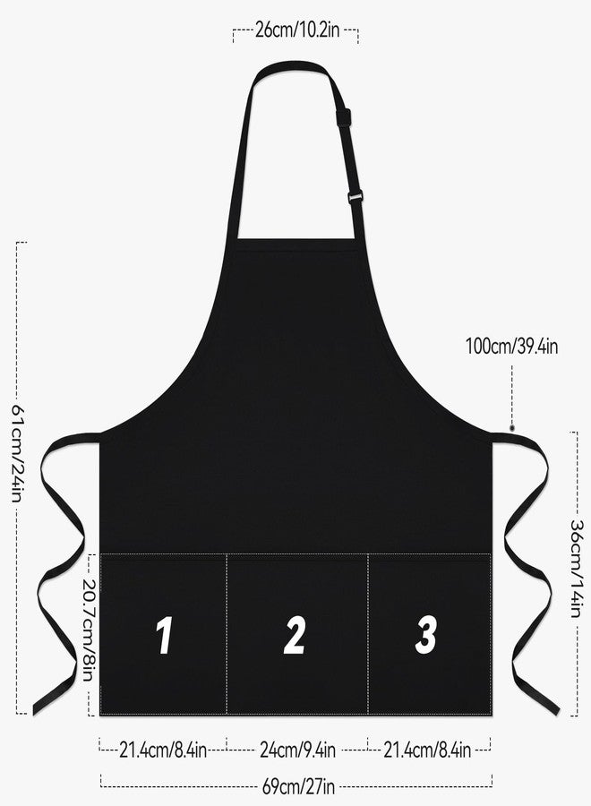 NLUS Kitchen Cooking Apron with 3 Pockets, Adjustable Bib Apron Chef Aprons for Women Men, Black - Image 2