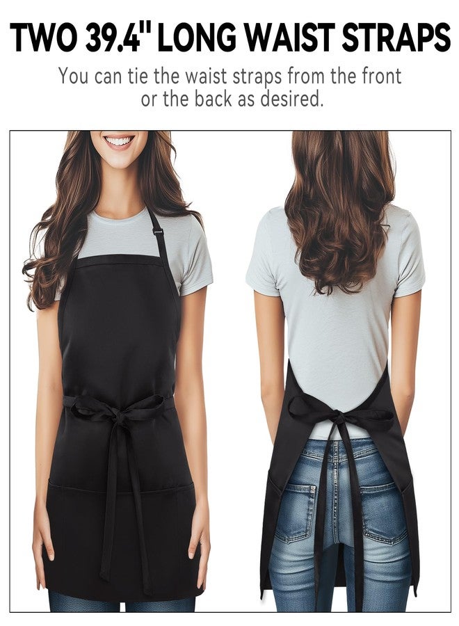 NLUS Kitchen Cooking Apron with 3 Pockets, Adjustable Bib Apron Chef Aprons for Women Men, Black - Image 4