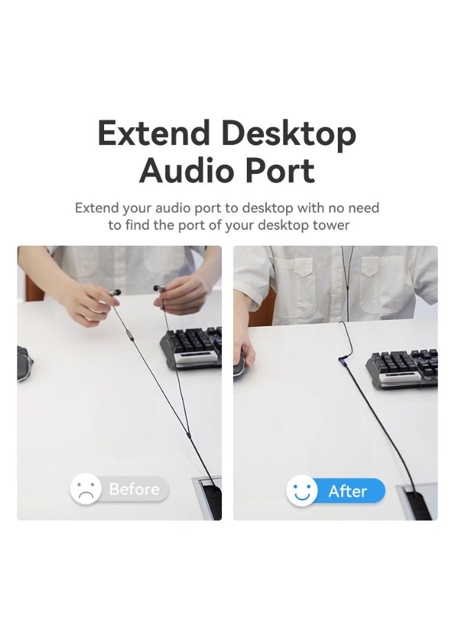 VENTION Cotton Braided TRRS 3.5mm Male to 3.5mm Female Audio Extension Cable 0.5M Blue Aluminum Alloy Type Model # BHCLD - Image 5