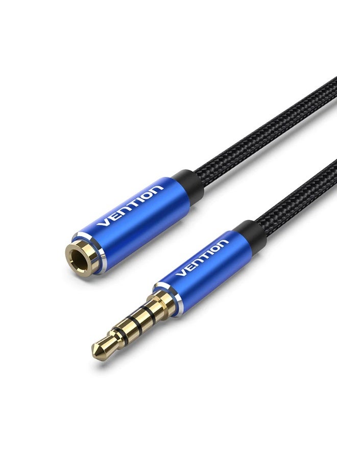 VENTION Cotton Braided TRRS 3.5mm Male to 3.5mm Female Audio Extension Cable 0.5M Blue Aluminum Alloy Type Model # BHCLD - Image 1