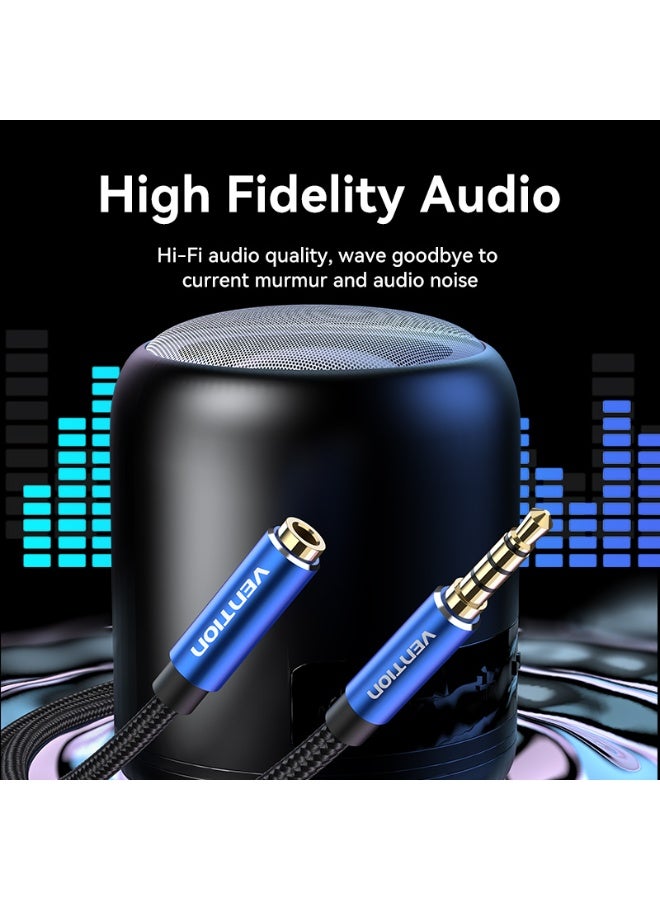 VENTION Cotton Braided TRRS 3.5mm Male to 3.5mm Female Audio Extension Cable 0.5M Blue Aluminum Alloy Type Model # BHCLD - Image 3