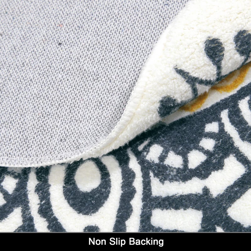 هيبي Hebe Boho Round Rugs 4ft قابلة للغسل غير قابلة للانزلاق منطقة جولة سجادة رمي رمي ناعم لطيف جولة السجادة الحضانة ناعمة رقيقة الحمام سجادة دائرة لغرفة النوم غرفة نوم الأطفال حضانة - Image 3