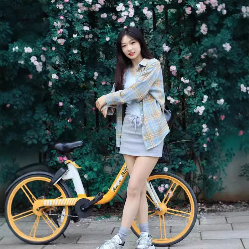 Sweet Style Pure Cotton Plaid Long Sleeve Shirt Loose Casual Sunscreen Shirt Special - Image 4