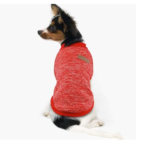 Lulala Dog Classic Knitwear Sweater, Fleece Coat only for Small Dog & Puppies, Warm Pet Dog Cat Clothes, Soft Puppy Customs (Orange-Red-6 Inch) - Image 1