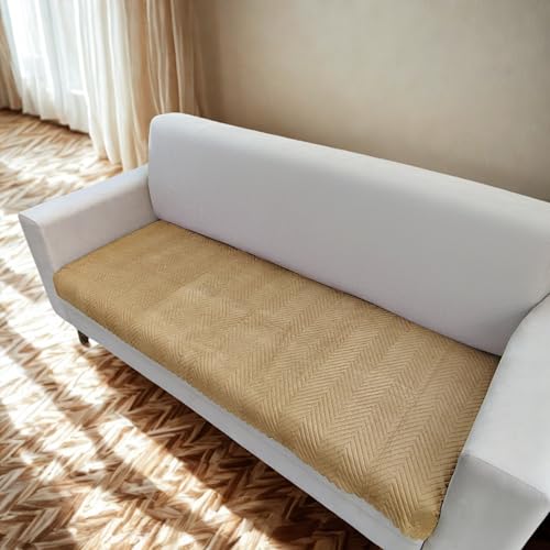 Homerz Premium 3 Seater Velvet Sofa Cover Panel, Soft and Velvety Fabric, Vibrant Colours (Mustard, 3 Seater) - Image 4