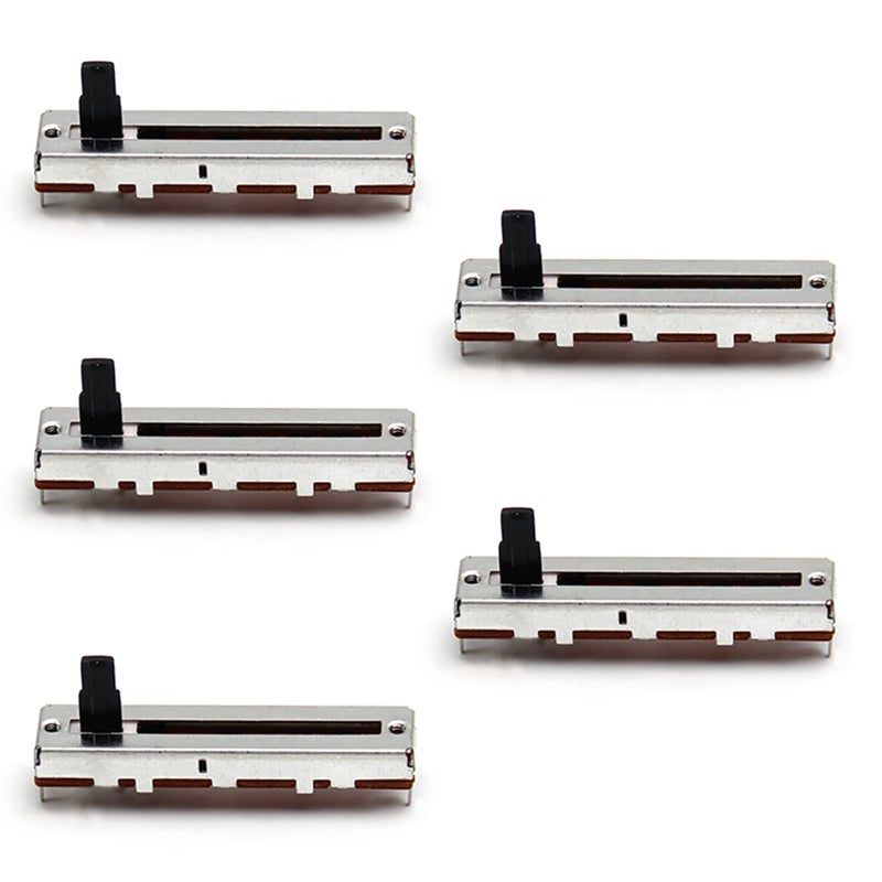 Fielect 5Pcs 100K Slide Potentiometer Carbon Film Fader Variable Resistors Mixer 45 x 9.5mm B100K 3Pins Ohm Linear Potentiometers for Dimming Tuning - Image 3