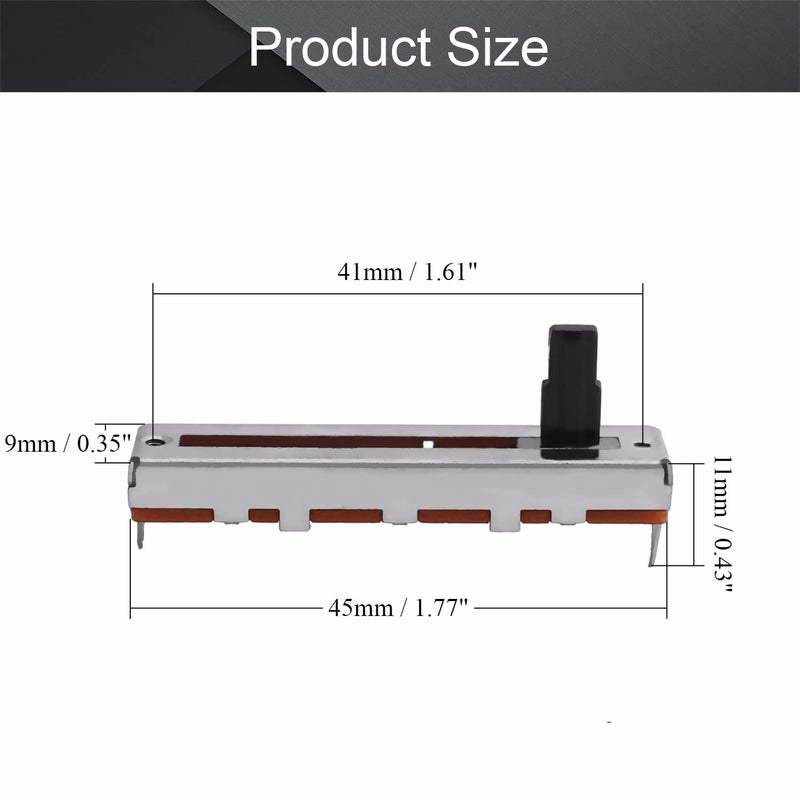 Fielect 5Pcs 100K Slide Potentiometer Carbon Film Fader Variable Resistors Mixer 45 x 9.5mm B100K 3Pins Ohm Linear Potentiometers for Dimming Tuning - Image 2