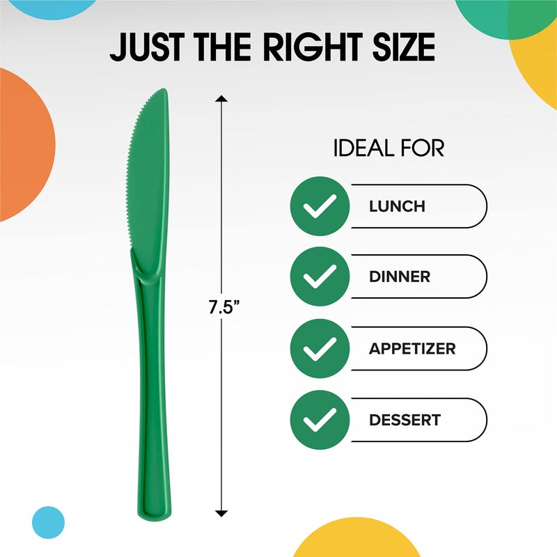 Exquisite Exquisite Green Plastic Knives 50 Pcs Green Knives Disposable Utensils Heavy Duty Plastic Cutlery Set Disposable Cutlery Sets Flatware Sets Silverware Set For Party Supplies & Party Tableware  - Image 1