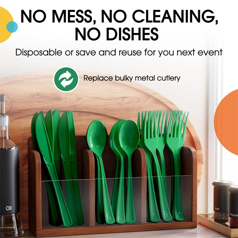Exquisite Exquisite Green Plastic Knives 50 Pcs Green Knives Disposable Utensils Heavy Duty Plastic Cutlery Set Disposable Cutlery Sets Flatware Sets Silverware Set For Party Supplies & Party Tableware  - Image 4