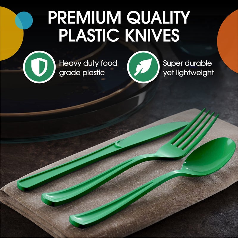 Exquisite Exquisite Green Plastic Knives 50 Pcs Green Knives Disposable Utensils Heavy Duty Plastic Cutlery Set Disposable Cutlery Sets Flatware Sets Silverware Set For Party Supplies & Party Tableware  - Image 3