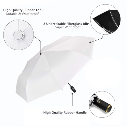 Cuby UV Sun Umbrella Compact Folding Travel Umbrella Auto Open and Close for Windproof, Rainproof & 99% UV Protection Parasol with Black Anti-UV Coating - Image 3