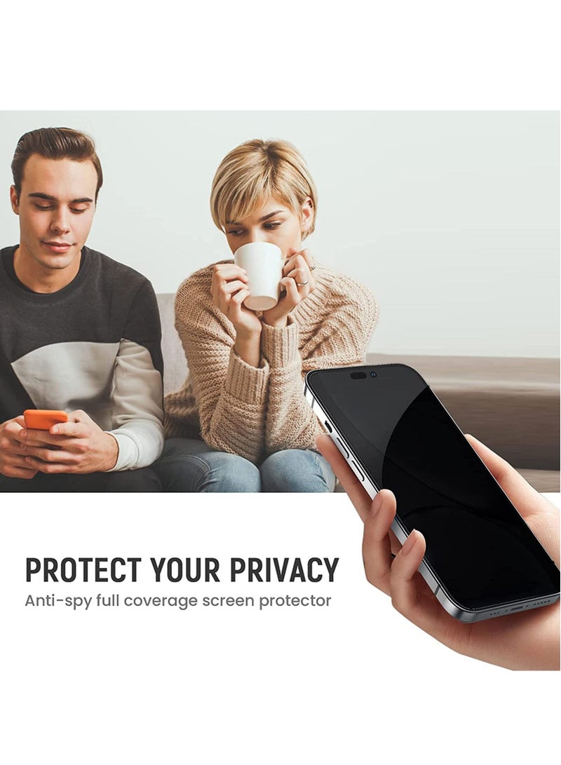 BORTONY Pack of 2 iPhone 14 Pro Privacy Screen Protector 9H Anti Spy Dark Film Guard Case Friendly Bubble Free Tempered Glass for Apple iPhone 14 Pro 6.1 Inch 2022 - Image 3