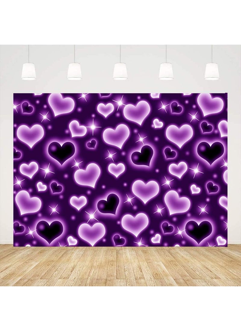 Ticuenicoa Ticuenicoa 7x5ft Purple Hearts Early 2000s Backdrop for Photography Love Heart Birthday Party Photo Background 2000s Valentines Portrait Backdrop Photo Booth Props Old School Photoshoot Backdrops  - Image 1