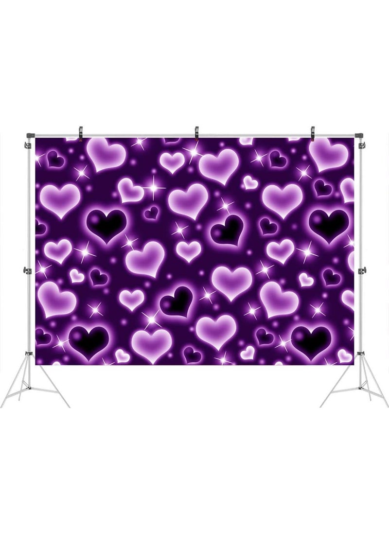 Ticuenicoa Ticuenicoa 7x5ft Purple Hearts Early 2000s Backdrop for Photography Love Heart Birthday Party Photo Background 2000s Valentines Portrait Backdrop Photo Booth Props Old School Photoshoot Backdrops  - Image 2