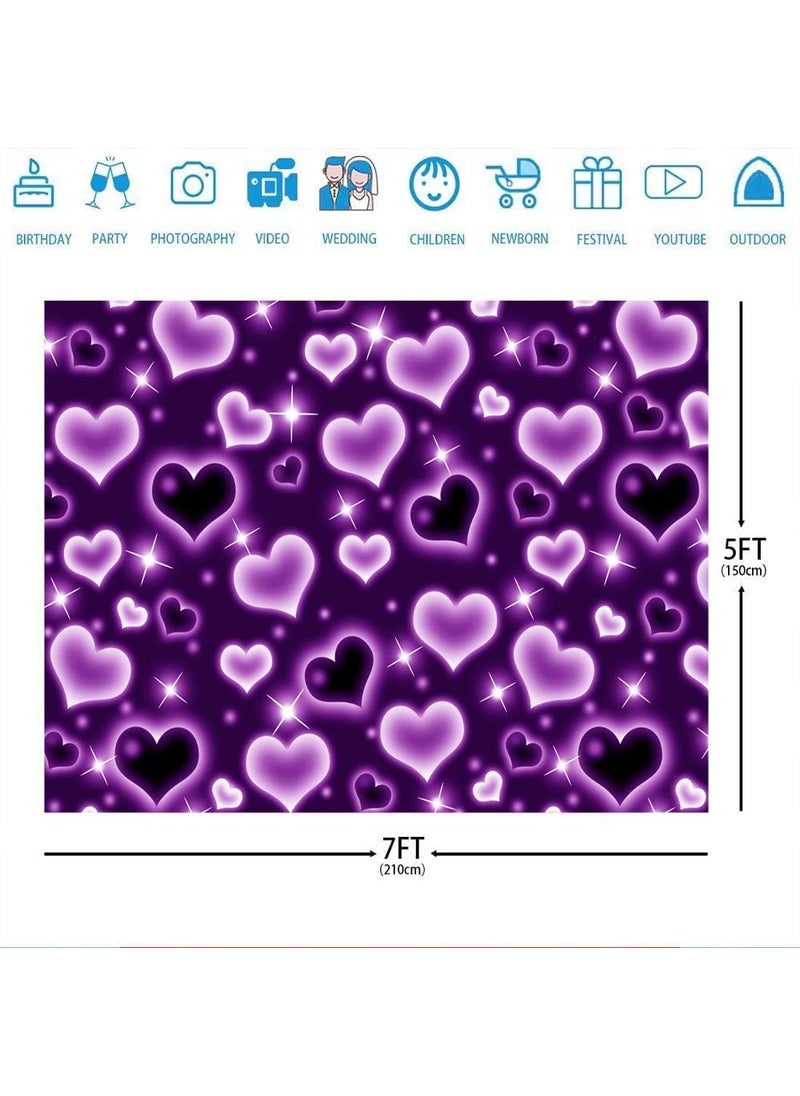 Ticuenicoa Ticuenicoa 7x5ft Purple Hearts Early 2000s Backdrop for Photography Love Heart Birthday Party Photo Background 2000s Valentines Portrait Backdrop Photo Booth Props Old School Photoshoot Backdrops  - Image 4