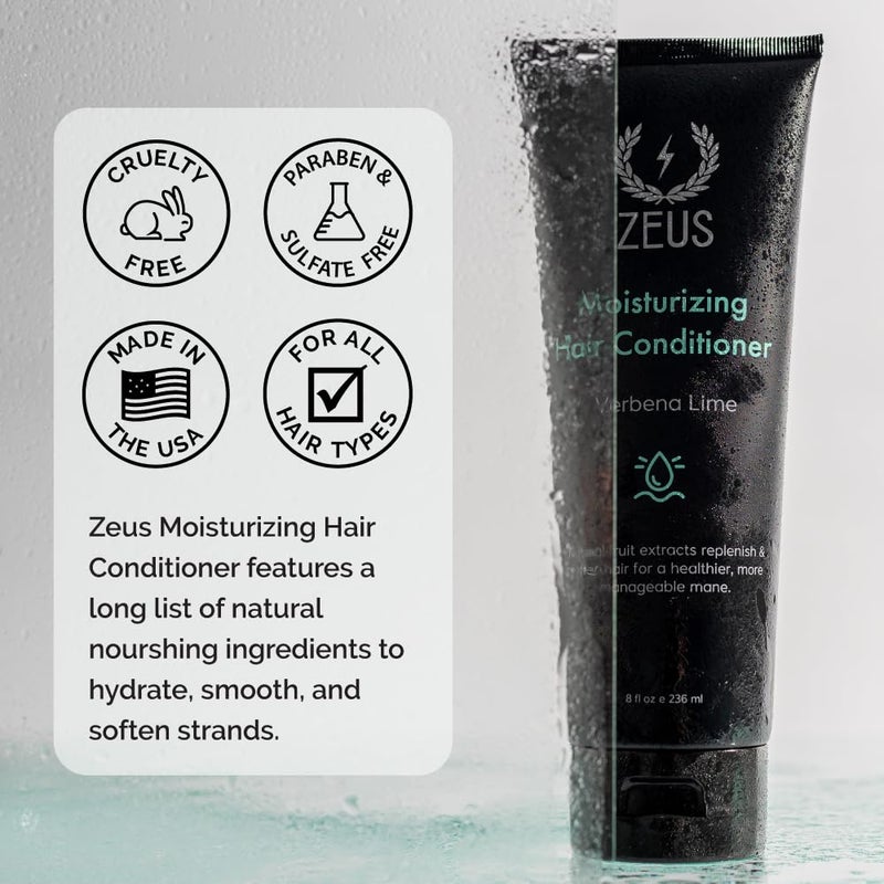 ZEUS Daily Moisturizing Conditioner for Men with Argan Oil & Natural Fruit Extracts to Cleanse, Strengthen, Hydrate, Nourish and Soften Hair for Lasting Strength & Shine (Made in USA) 8 oz. - Image 4