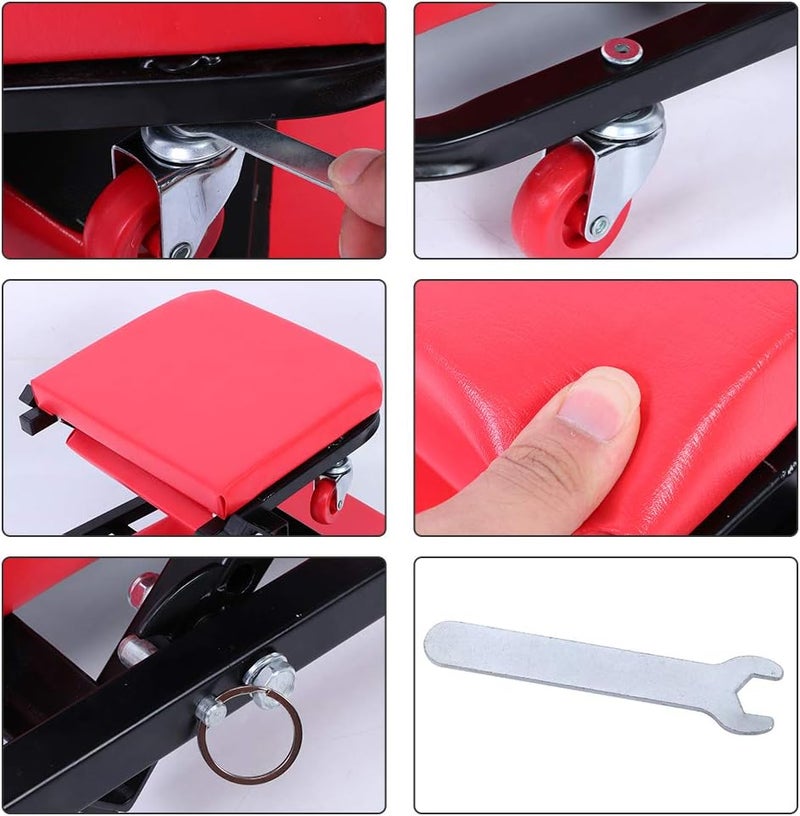 klarako Folding Creeper Seat, Rolling Padded Mechanic Cart Car Repair Roller Stool Chair Heavy Duty Convertible Creeper with 6 Casters for Garage Workshop Auto Repair Shop - Image 5