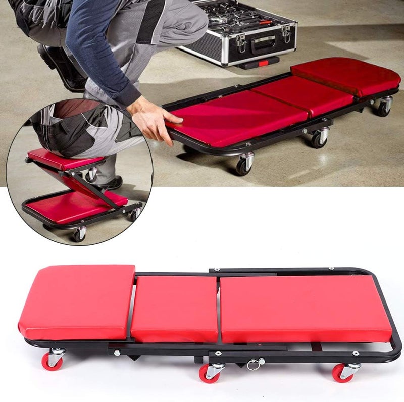 klarako Folding Creeper Seat, Rolling Padded Mechanic Cart Car Repair Roller Stool Chair Heavy Duty Convertible Creeper with 6 Casters for Garage Workshop Auto Repair Shop - Image 3