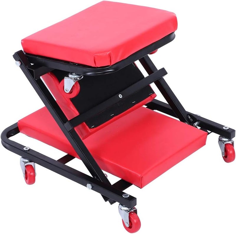 klarako Folding Creeper Seat, Rolling Padded Mechanic Cart Car Repair Roller Stool Chair Heavy Duty Convertible Creeper with 6 Casters for Garage Workshop Auto Repair Shop - Image 1